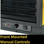front mounted manual controls close up image of hard-wire electric heater