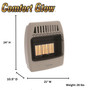 product dimension image of Comfort Glow 18,000 BTU infrared radiant vent free heater, propane and natural gas