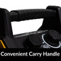 carry handle close up image of portable electric forced air workspace heater