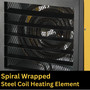 closeup of spiral wrapped steel coil heating element image of a hard wire electric heater