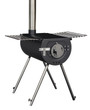front view of Comfort Gear 14" Outfitter Camp Stove  Heavy-Duty Lightweight Steel, Fits 13" Logs, L Cooking Surface, Drying Rack, Adjustable Damper