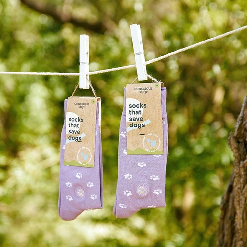Socks That Save Dogs - Purple Paw Prints Socks That Save Dogs - Purple Paw Prints