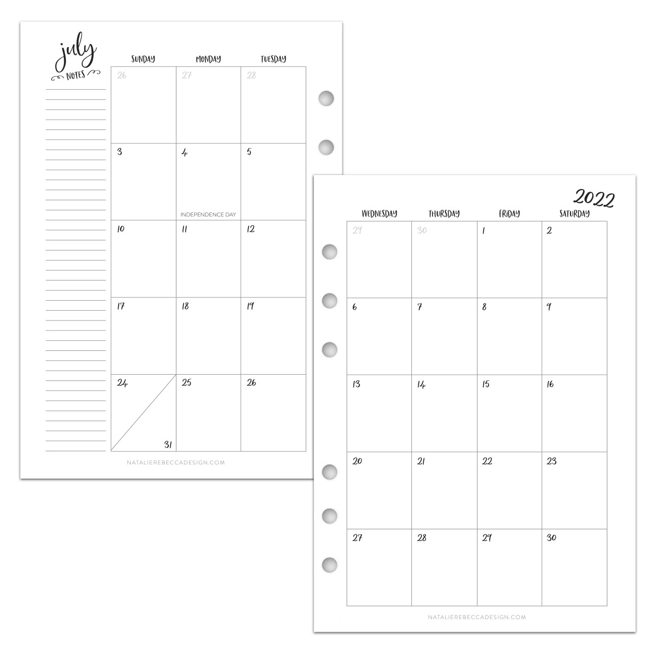 Monthly Calendar Template Planner Stencil