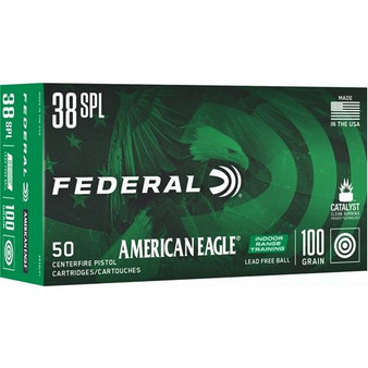 Federal American Eagle IRT Lead Free Handgun Ammuntion .38 Spl 100gr FMJ 50/ct