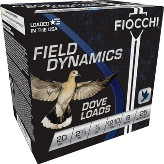 Fiocchi Lead Dove & Quail Shotshells 20ga 2-3/4 in 7/8 oz #8 1210 fps 25/ct