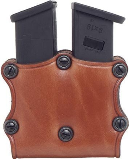 Hunter Leather Double Magazine Pouch Open Top - Single Stack Magazine