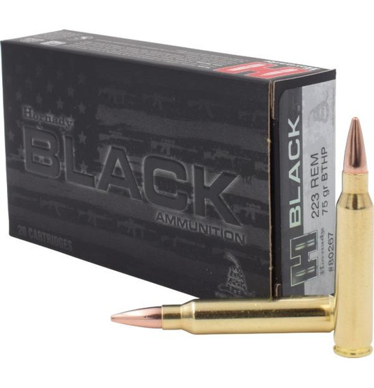 Hornady Black Rifle Ammunition .223 Rem 75 gr BTHP-M 2790 fps 20/ct