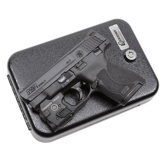S&W M&P Shield M2.0 Defense Kit Handgun 9mm Luger 8rd Magazine 3.1" Barrel Black with Crimson Trace Tact Light and Gun Vault USED
