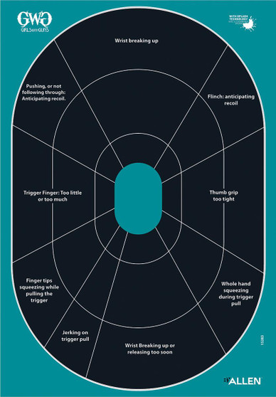 Allen Girls with Guns Splash Adhesive Oval Silhoutte Target 12x18 - 5/ct