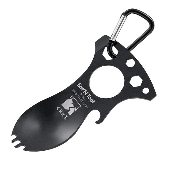 CRKT Eat N Tool - Black - Spoon Fork Bottle Opener Screwdriver/Pry Tip Metric Wrenches Carabiner