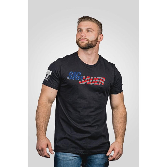 Nine Line Sig Sauer USA Flag Short Sleeve Shirt Black L