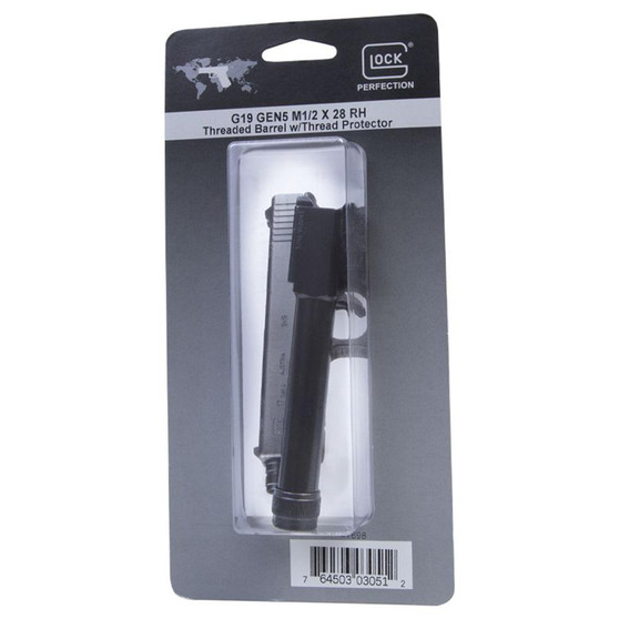 Glock Factory 19/19x/45 Gen5 Handgun Barrel RH 9mm Luger 1/2x28 Threaded Black