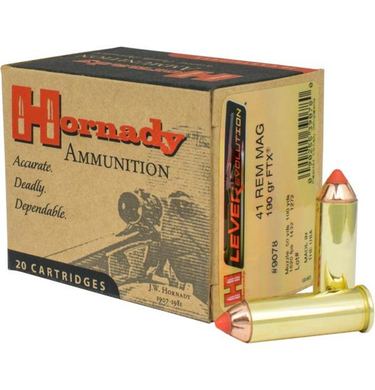 Hornady LEVERevolution Rifle Ammunition .41 Mag 190 gr FTX 1620 fps 20/ct Hornady LEVERevolution Rifle Ammunition .41 Mag 190 gr FTX 1620 fps 20/ct