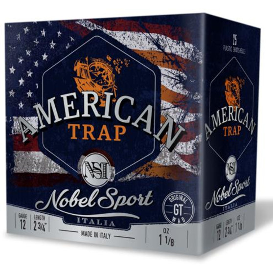 Nobel Sport Target American Trap Shotshells 12ga 2-3/4" 1-1/8oz 1200fps #9 25/ct