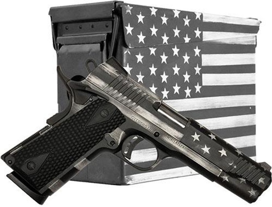 Citadel 1911-A1 Flag Edition .45 ACP 7rd Magazine  5" Barrel Grey Scale Cerakote with matching Ammo Can