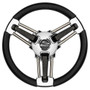 Schmitt Marine Burano Wheel 14" 3/4" Tapered Shaft Black Polyurethane w/Stainless Spoke Includes Center Cap/Nut Schmitt Marine Burano Wheel 14" 3/4" Tapered Shaft Black Polyurethane w/Stainless Spoke Includes Center Cap/Nut