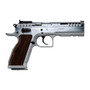 Tanfoglio Stock II Handgun 9mm Luger 17/rd 4.44" Barrel Silver with Brown Grip