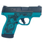 S&W M&P Shield Plus Custom Engraved Paisley Aztec Teal Frame Handgun 9mm Luger 10rd/13rd Magazines 3.1" Barrel Thumb Safety S&W M&P Shield Plus Custom Engraved Paisley Aztec Teal Frame Handgun 9mm Luger 10rd/13rd Magazines 3.1" Barrel Thumb Safety