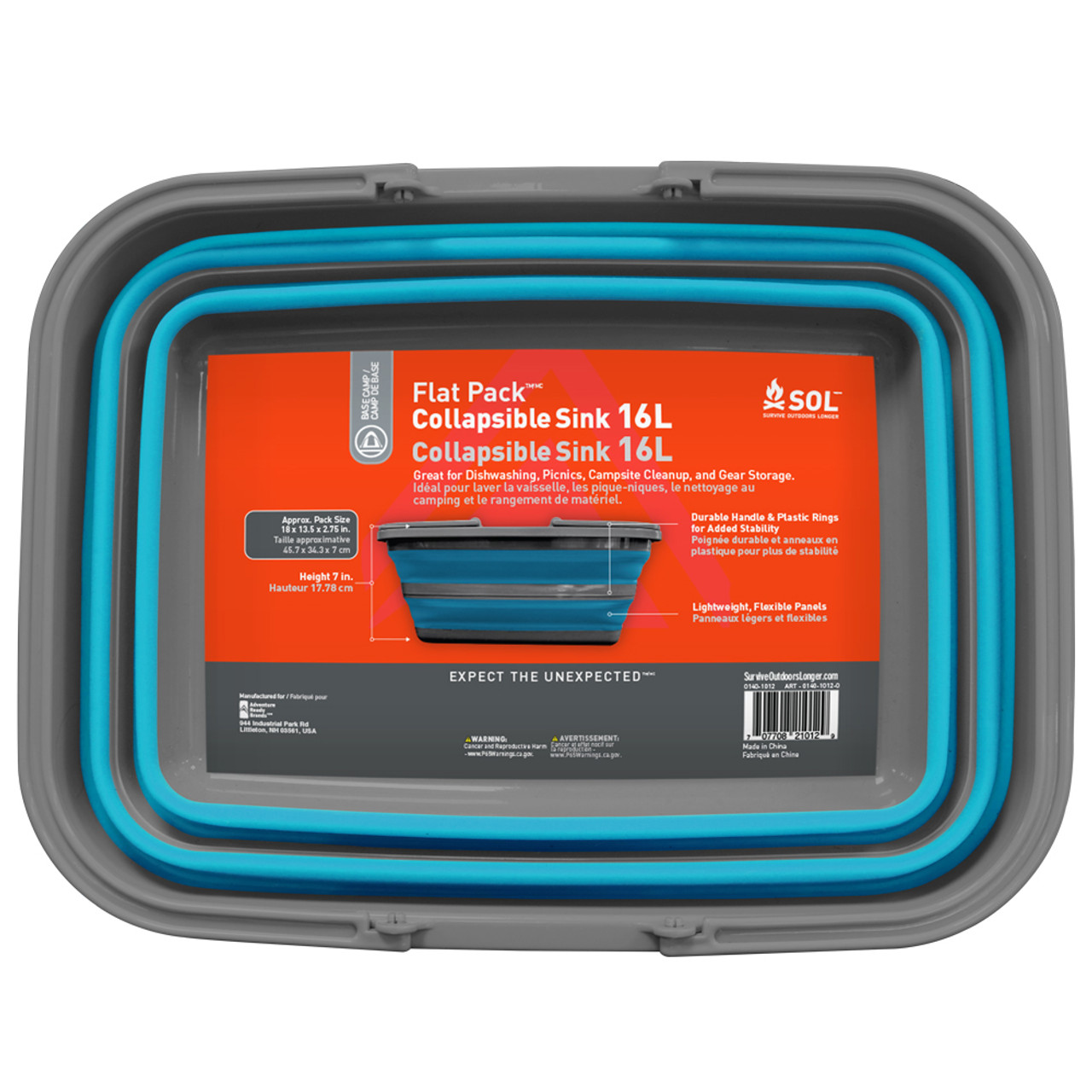 S.O.L. Survive Outdoors Longer Flat Pack Sink - 16L [0140-1012]