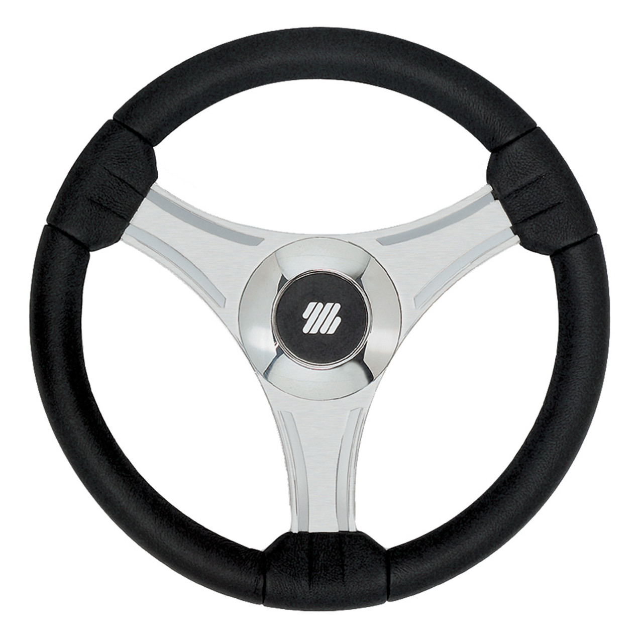 Uflex - Tavolara - 13.8" Black Polyurethane Steering Wheel w\/Silver Spokes  X62 Hub [65277N]