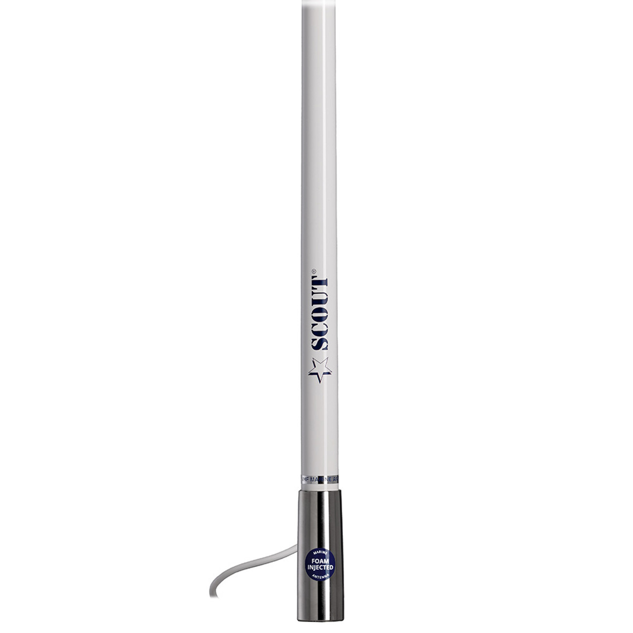 Scout 4' White VHF Antenna 3dB Stainless Steel Ferule w\/5M RG-58 Includes PL-259 [PF AN NVHF00044T]