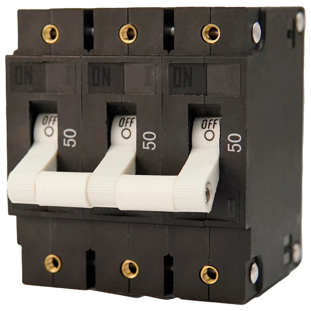 Egis C Series White Toggle Panel Mount Circuit Breaker - Triple Pole 50A [3503-050]