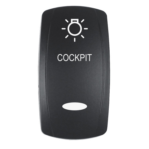 Pacer Actuator - 'COCKPIT' f\/V Series Contura Switches - Black - Laser Etched (Top\/Bottom Light) [EV2LE-CKPT]