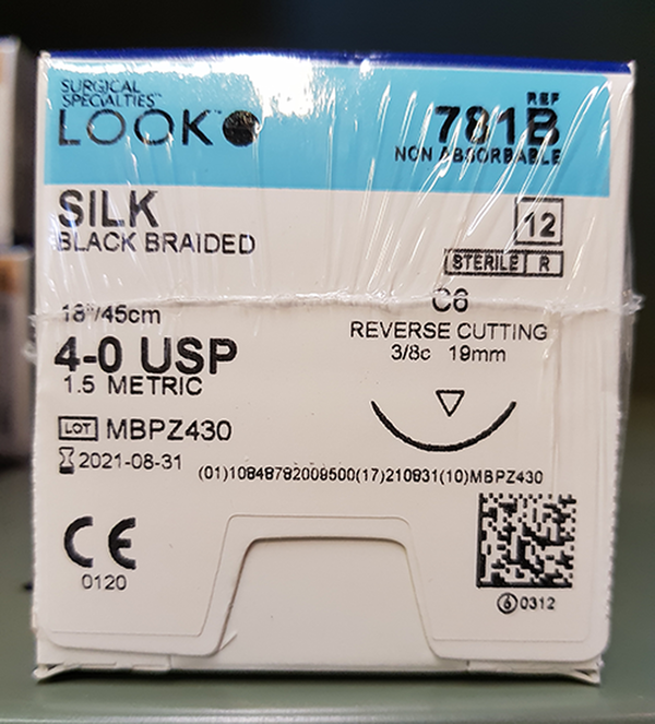 SUTURE SILK 4-0 18'' 3/8 19MM 12/BX