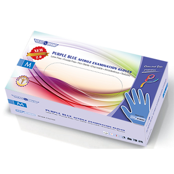 Periwinkle Color PF Nitrile Exam Glove 100/bx