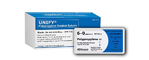 6-0  3/8  18" POLYPROPYLENE 11MM SUTURE 12/BX