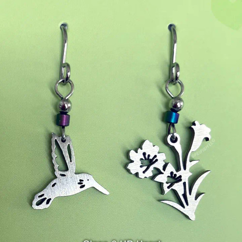 Hummingbird and Flowers Earrings Hummingbird and Flowers Earrings