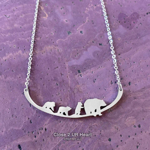 Mother Bear and 3 Cubs Stainless Steel Necklace Mother Bear and 3 Cubs Stainless Steel Necklace