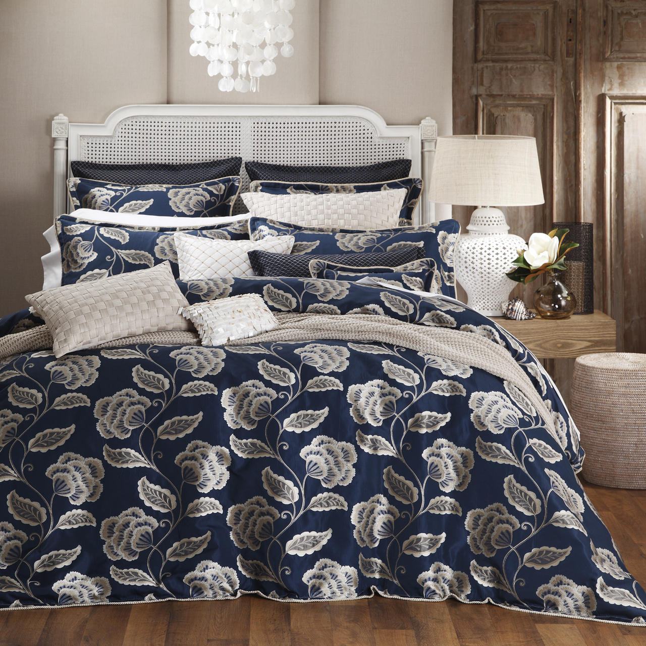 Davinci Paddington Navy Super King Bed Quilt Cover Set In 2 Linen