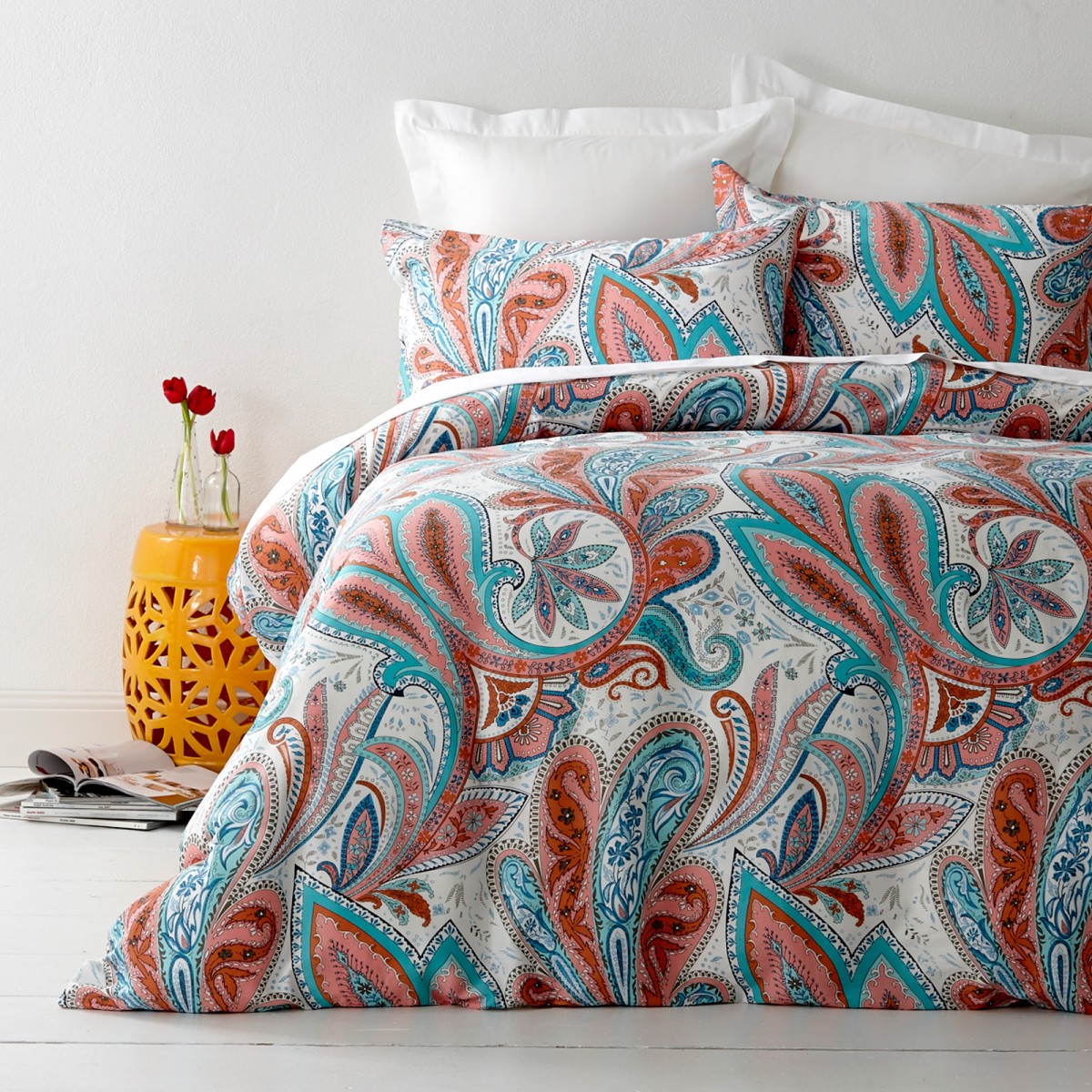 In2linen Paisley Quilt Cover Set 100 Cotton Teal