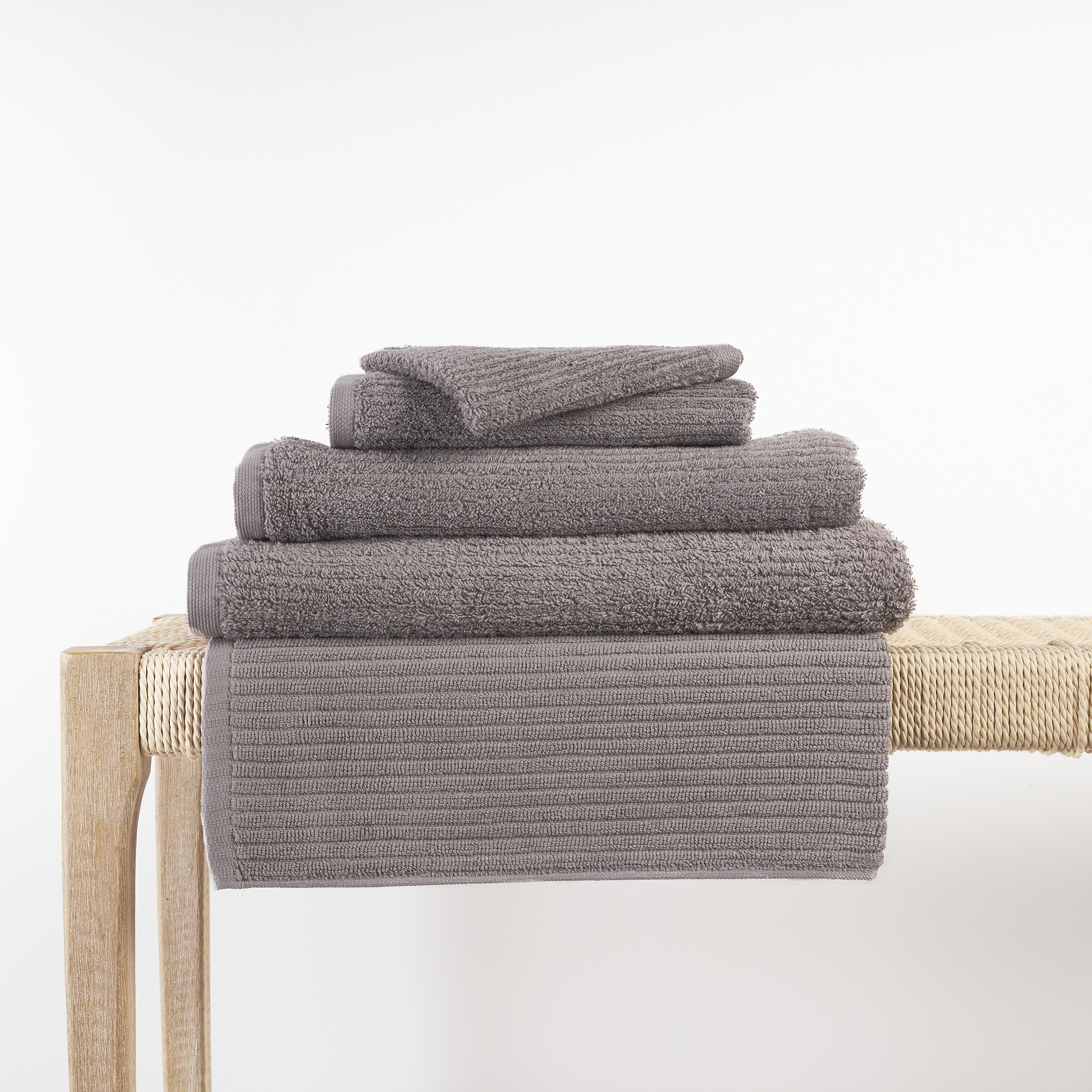 In2linen Classic Egyptian Cotton Ribbed Towel | Warm Grey