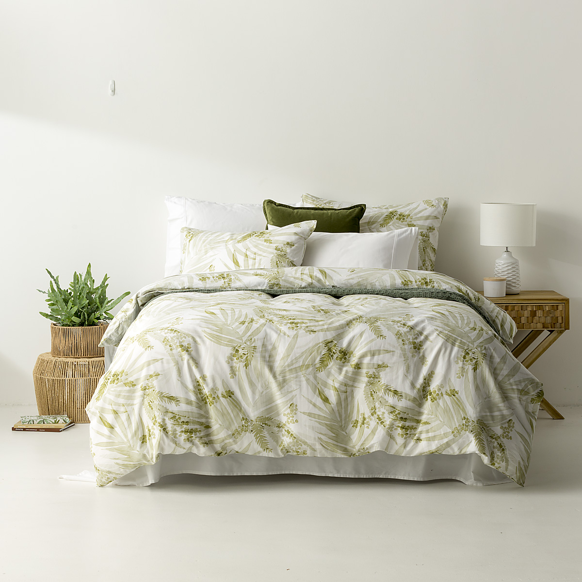 In2linen Palm 100% Organic Cotton Quilt Cover Set | Green