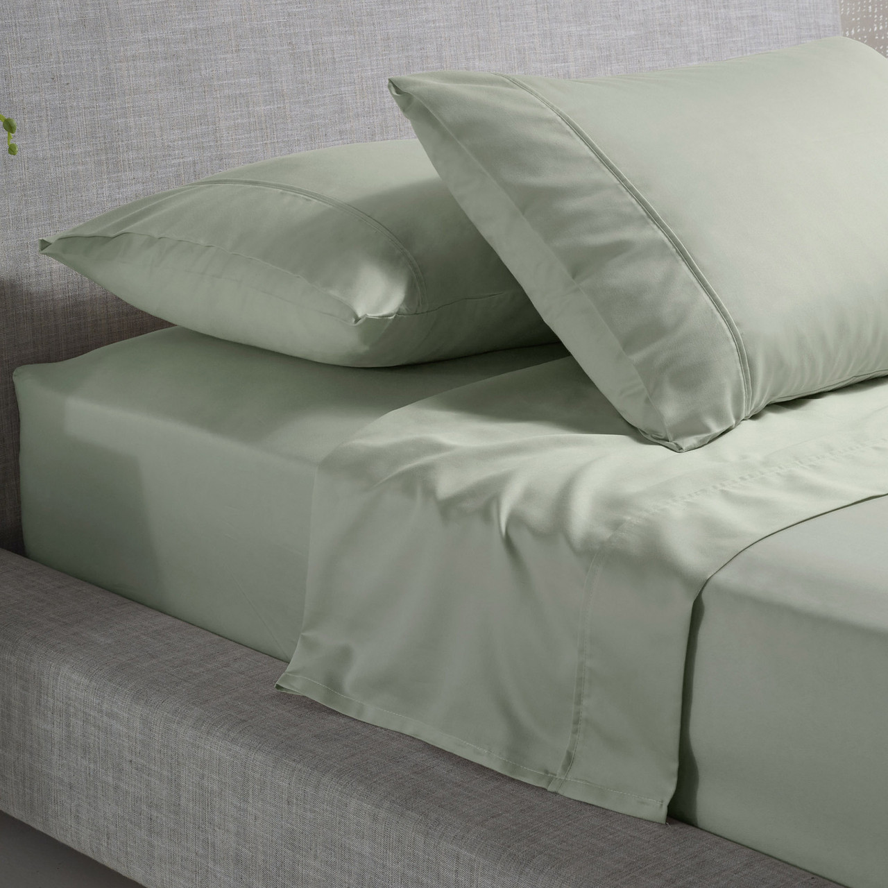 IN2LINEN Long Single Bed Fitted Sheet 500 Threads | Sage Green
