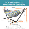 Lazy Daze Hammocks Double Hammock with 9FT Space Saving Steel Stand Includes Portable Carrying Case, 450 Pounds Capacity, Yellow&Coffee