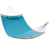 13 FT Double Quilted Fabric Hammock, Curved Bamboo Bar, Large Folding Portable Hammock