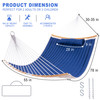  Lazy Daze 13 FT Double Quilted Fabric Hammock with Curved Bamboo Bar, Detachable Pillow, Carrying Bag, Large Folding Portable Hammock, Navy Blue