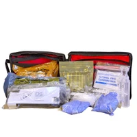 DS Medical Trauma First Aid Kit – open view displaying Celox dressing, CAT Tourniquet, bandages, eyewash pods, wipes, and nitrile gloves