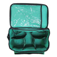 Displays the spacious interior with multiple compartments for organising medical supplies