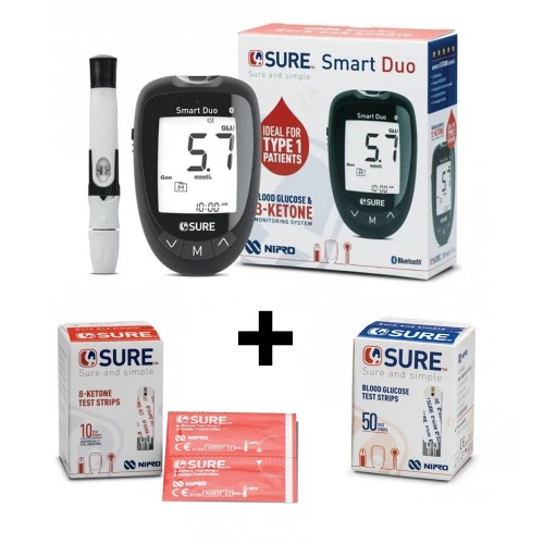 Nipro 4Sure Smart DUO Meter Blood Glucose & B-Ketone Monitoring System (Bundle)