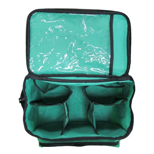 Displays the spacious interior with multiple compartments for organising medical supplies