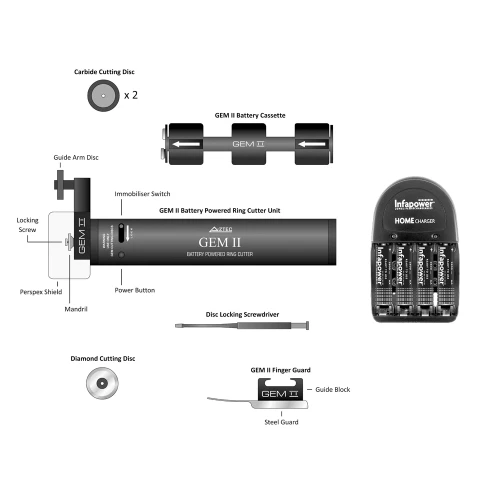 GEM II Battery Powered Ring Cutter Kit (Inc. Batteries & Charger)