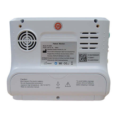 Vital signs monitor with touchscreen interface and rechargeable battery