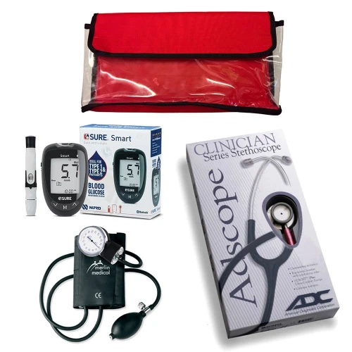 DS Medical Clinician's Diagnostic Pack B with stethoscope, sphygmomanometer, glucose monitor, and pouch for paramedics and healthcare professionals