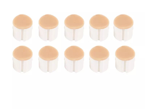 Set of ten replacement intraosseous (IO) puncture inserts for the Louis Leg task trainer, each with a flesh-tone top and white cylindrical base.