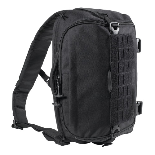 5.11 Tactical UCR Slingpack black – angled front with cross‑body strap detai
