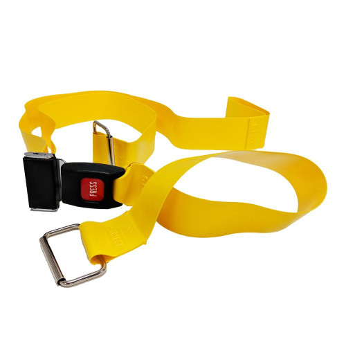 Infection‑resistant Biothane Patho‑Shield patient restraint strap 7ft yellow for ambulance and hospital stretcher and patient transfer